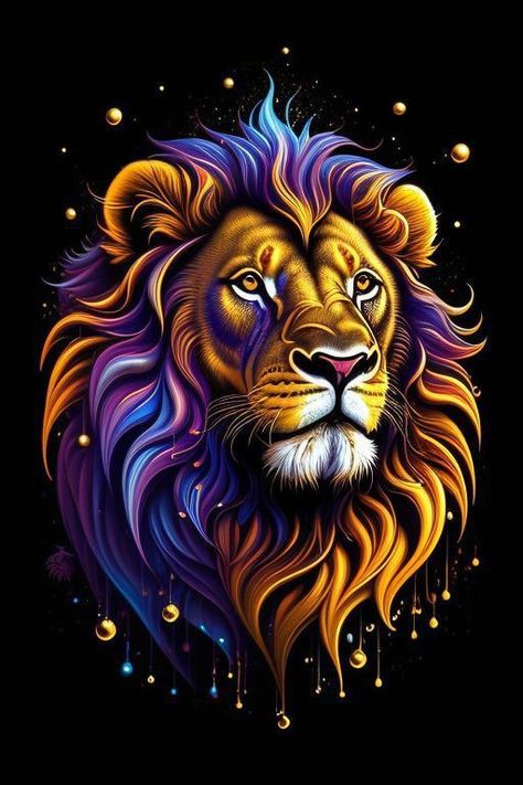 Asiatic Lion, Rainbow Lion, Lion Painting, Lion Wallpaper, Lion Canvas, Png Vintage, Ink Splatter, Yorkshire Terrier Puppies, Grafic Design