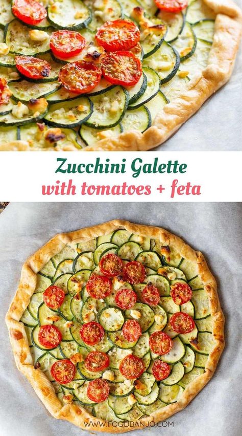 zucchini galette with tomatoes Tomato Zucchini Tart, Tomato Zucchini Galette, Zucchini Ricotta Galette, Zucchini Ricotta Frittata, Zucchini Galette Recipe, Zucchini Gallete Recipe, Backed Feta With Tomatoes, Zucchini Tart Recipes, Zucchini And Feta Recipes