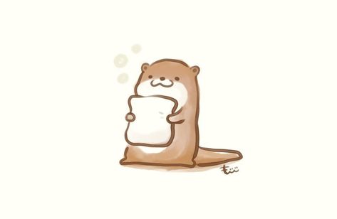 Cute Otter Illustration, Cute Otters Drawing, Otter Drawing, Otters Cute, Cute Kawaii Animals, Animal Doodles, Cute Animal Drawings Kawaii, Small Drawings, 캐릭터 드로잉