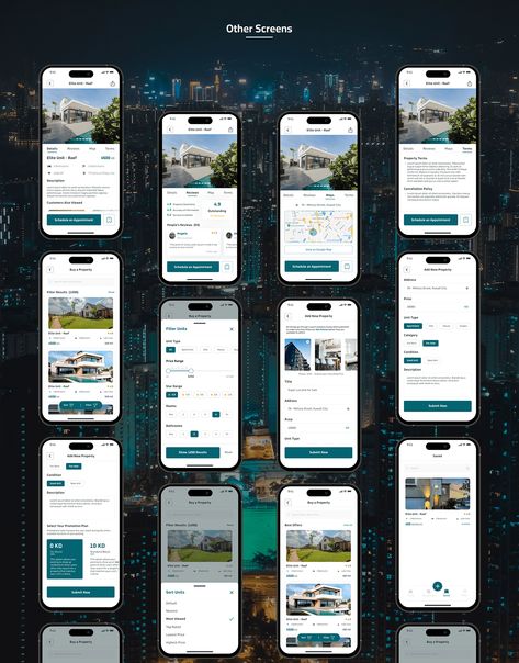 Elite Homes - Real Estate Mobile App - UI/UX Design Real Estate Mobile App Ui Design, Real Estate Ui Design, Web Design Creative, Real Estate App, House App, Real Estate Management, Mobile App Design Inspiration, Real Estate Site, App Home