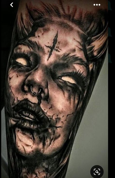 Marionette Tattoo, Dark Tattoos For Men, Darkside Tattoo, Satanic Tattoos, See Tattoo, Evil Tattoo, Girl Face Tattoo, Realistic Tattoo Sleeve, Evil Tattoos