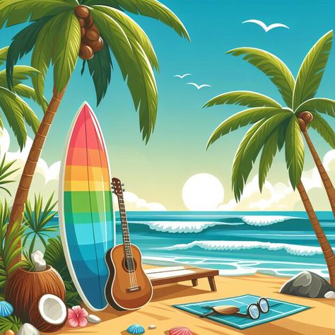 Photo the summer holiday enjoy realistic... | Premium Photo #Freepik #photo Summer Season Drawing, Background For Summer, Classy Photos, Realistic Background, Summer Clipart, Beach Background, Holiday Beach, Card Banner, Poster Invitation