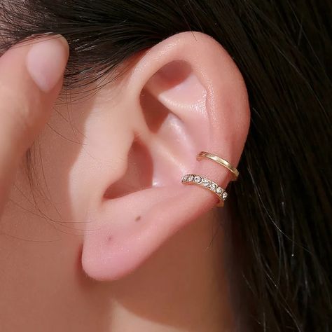 Rhinestone Ear Cuff, Cartilage Ear Cuff, Crystal Ear Cuff, Faux Piercing, Ear Cuff Jewelry, Fake Earrings, Fake Piercing, Gold Ear Cuff, Cuff Jewelry