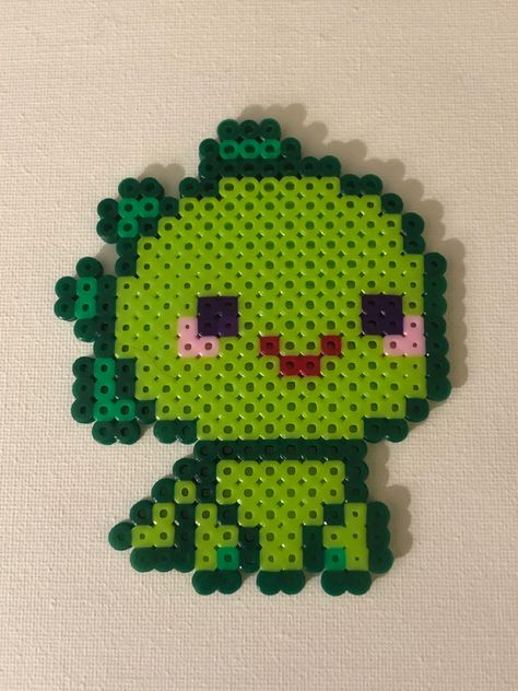 Dinosaur Pearl Beads, Perler Beads Ideas Dinosaur, Perler Dinosaur, Perler Bead Dinosaur, Green Perler Bead Pattern, Rat Perler Beads, Dino Perler Beads, Dinosaur Perler Beads, Squishmallow Perler Beads