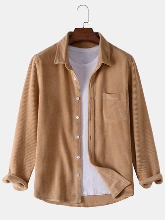 Khaki Casual Shirt Collar Pockets Corduroy Shirts & Tops Corduroy Shirt Mens Outfit, Mens Corduroy Shirt Outfit, Courdroy Shirt, Cordrouy Shirt, Boys Fashion Aesthetic, Boy Shirt Design, Corduroy Clothes, Trending Shirts For Men, Boys Shirts Style