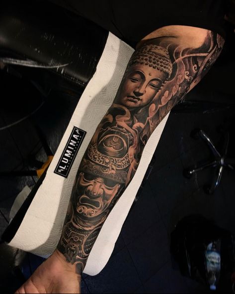 Asian Sleeve Tattoo, Realism Tattoo Sleeve, Sleeve Tattoo Men, African Tattoo, Irezumi Tattoos, Leg Tattoo Men, Full Sleeve Tattoos, Leg Tattoo, Realism Tattoo