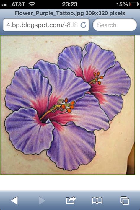 February flower, Violet..add some green around it..so pretty Hybiscus Tattoo, Purple Tattoo, Purple Flower Tattoos, Purple Tattoos, Purple Flowers Garden, Octopus Tattoo Design, Hibiscus Tattoo, Worlds Best Tattoos, Purple Hibiscus