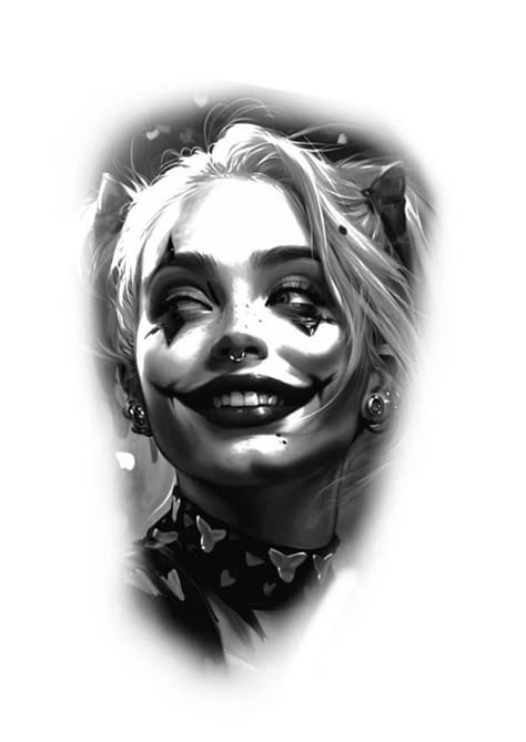 Joker Tattoo Ideas, Fake Skin Tattoo, Avengers Tattoo, Tattoo Style Art, Harley Quinn Tattoo, Girl Face Tattoo, Tattoo Anime, New Tattoo Designs, Chicano Tattoo