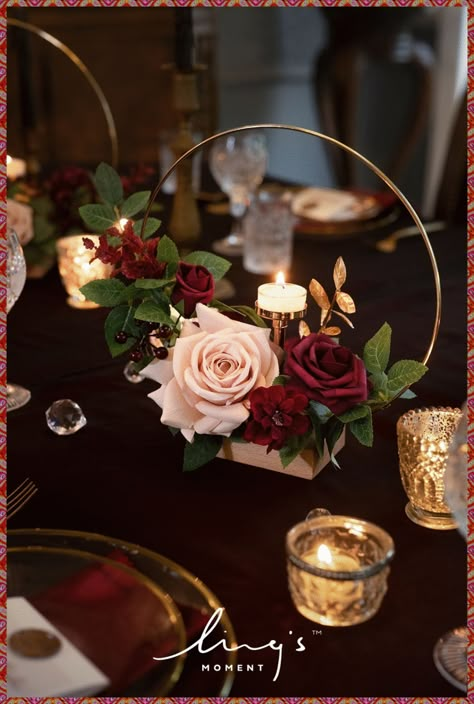 [CommissionsEarned] Welcome To The Wreath Hoop Centerpiece Set In Romantic Marsala, Perfect For Creating A Romantic Atmosphere For All Your Special Moments! Our Decorations Are Handmade With High-Quality Materials And Feature Marsala Tones That Make For A Romantic Look. Get Ready To Create Beautiful Memories With The Perfect Touch Of Marsala! #fallcenterpiecesweddingtabledecor Wreath Hoop Centerpieces, Hoop Centerpiece, Autumn Bedroom, Ideas Matrimonio, Gold Wedding Centerpieces, Banquet Decor, Vintage Wedding Decor, Emily Ann, Bedroom Styling