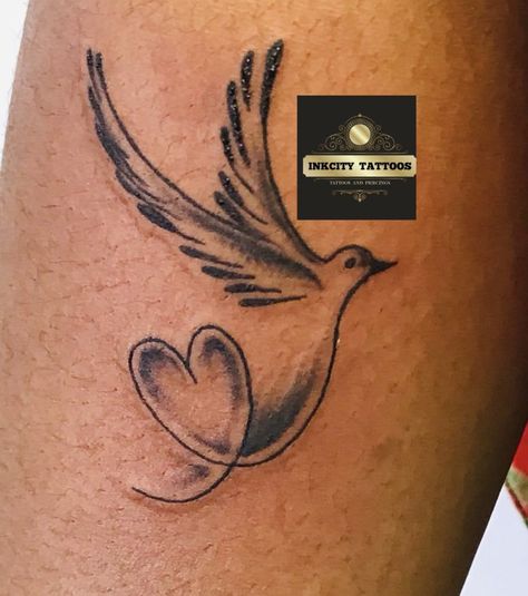 Dove And Butterfly Tattoo, Dove And Heart Tattoo, Doves Tattoo, Dove Symbol, Sparrow Tattoo Design, Memorial Tattoo Ideas, Word Tattoo Ideas, Dove Tattoo Design, Tattoo Design For Hand