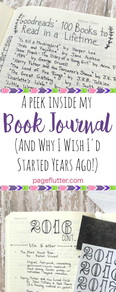 A Peek Inside My Reading Journal (& Why I Wish I'd Tried Years Ago)| pageflutter.com Creative Reading Journal Ideas, How To Keep A Reading Journal, How To Start A Book Journal, Diy Book Journal Ideas, Diy Book Journal, Simple Book Journal, Reading Bullet Journal Ideas, Diy Reading Journal, Book Journaling Ideas