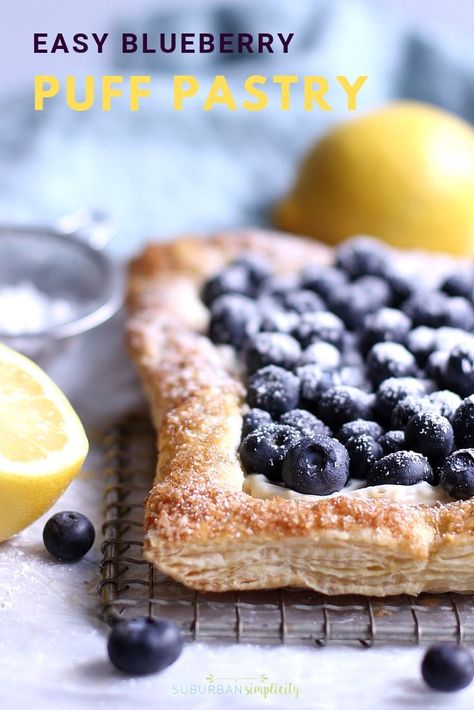 Easy Blueberry Dessert, Tart Puff Pastry, Tart With Puff Pastry, Blueberry Tart Recipe, Easy Blueberry Desserts, Fruit Desserts Easy, Blueberry Tart, Blueberry Desserts, Easy Blueberry