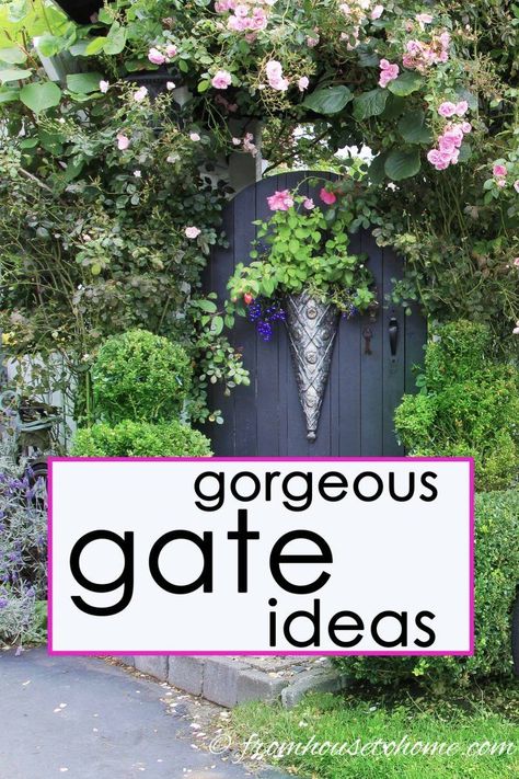 These DIY creative garden gate ideas are awesome! Whether you are looking for a metal, wooden, or wrought iron gate, you can find some inspiration for your backyard or front yard landscape. #fromhousetohome #gardengates #gardeningideas #gardeningtips #landscapeideas #gardening Garden Gate Ideas, Old Garden Tools, Wooden Garden Gate, Backyard Gates, Garden Gates And Fencing, Taman Diy, Metal Garden Gates, Yard Gate, Garden Gate Design