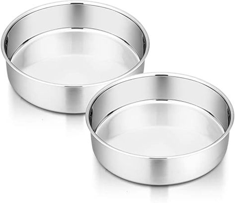 6 Inch Cake Pan Set of 2, P&P CHEF Stainless Steel Round Baking Layer Pans, Non Toxic & Healthy, Leakproof & Easy Clean, Mirror Finish & Easy Releasing, Oven & Dishwasher Safe 6 Inch Cake, Cake Pan Set, Steamed Eggs, How To Clean Mirrors, Springform Pan, Round Cake Pans, Home Baking, Cake Pan, Pan Set