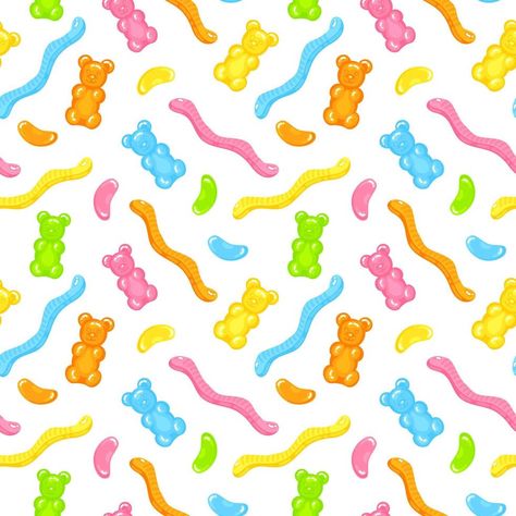 Gummy Worms Drawing, Gummy Bear Pattern, Gummy Art, Worm Drawing, Sweets Packaging, Jelly Worms, Haribo Gummy Bears, Cute Gummy Bear, Candy Business