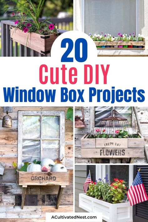 Wine Crate Diy, Diy Window Box Planter, Diy Window Box, Window Box Planters, Wooden Window Boxes, Cedar Window Boxes, Diy Front Door, Window Box Ideas, Window Boxes Diy