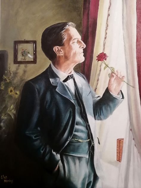 My oil painting of Jeremy Brett as Sherlock Holmes from the Naval Treaty. Sherlock Holmes Jeremy Brett, Mary Watson, Jeremy Brett, Oil Portrait, Sherlock Holmes, Call Me, Oil Painting