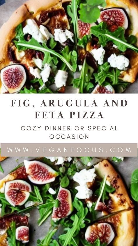 Enjoy your homemade vegan fig, arugula, and “feta” pizza, a delightful combination of sweet, savory, and peppery flavors that’s perfect for any pizza night or special occasion! These ingredients come together to create a delectable vegan pizza. It is balanced with the sweetness of fresh figs with the peppery freshness of arugula and the savory richness of vegan “feta” cheese. Then it’s all enhanced by a drizzle of olive oil and balsamic glaze. What To Do With Sun Dried Figs, Fig Arugula Pizza, Pizza Arugula, Fig Pizza, Feta Pizza, Naan Bread Pizza, Homemade Pesto Recipe, Arugula Pizza, Baked Pizza