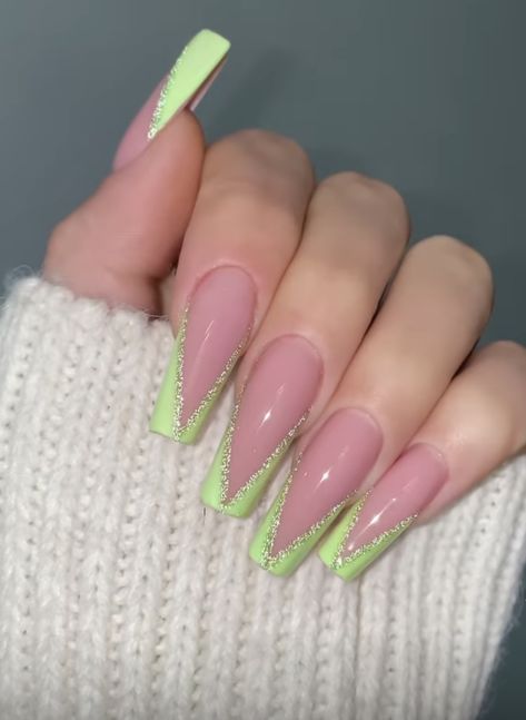 Light Green Nails Acrylic, Light Green Nail Ideas, Light Green French Tip Nails, Light Green Nails Designs, Green French Tip, Green Acrylic Nails, Green French, French Tip Nail Designs, Simple Acrylic