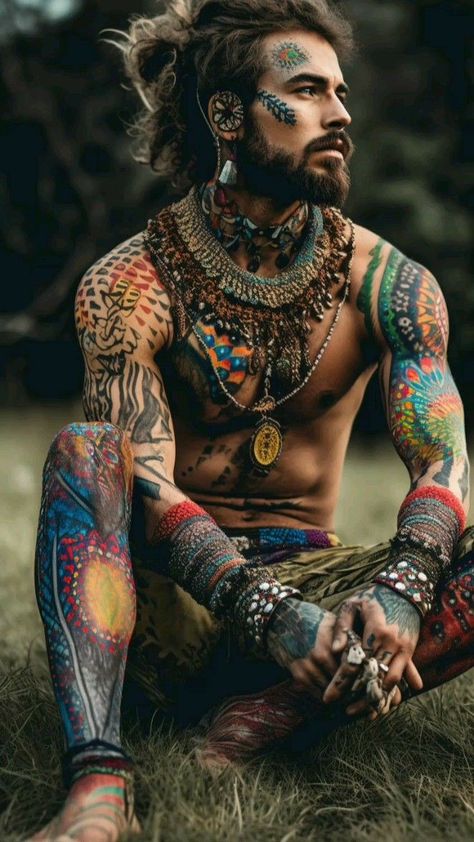 Aesthetic Photo Shoot Ideas, Baby Ninja, Aesthetic Photo Shoot, Bohemian Tattoo, Hot Hairstyles, Character Info, Hippie Men, Modern Myth, Bohemian Style Men