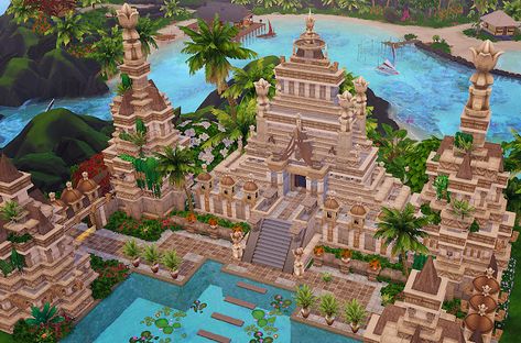 Ancient Sea Gods Temple - Kai Bellvert Gods Temple, Pink Jello, Minecraft Temple, Minecraft Kingdom, Gardens Of Babylon, Minecraft Construction, Amazing Minecraft, Sims Building, Minecraft Blueprints