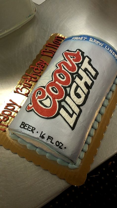 Coors Light Birthday Cake, Coors Light Party Ideas, Coors Light Birthday Party, Coors Banquet Cake, Beer Cake Ideas For Men, Coors Light Cake, Guy Cakes, Birthday Cake Beer, 21st Birthday Cake For Guys