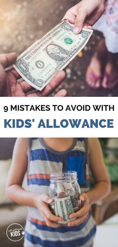 Giving kids an allowance can teach them so much about how to manage money. But only if done correctly...avoid these nine mistakes to make sure your children learn proper money management with their allowance. #kidsallowance Allowance By Age, Allowance For Kids By Age, Chore Boards For Kids With Money, Chores For Kids By Age Allowance, Teaching Kids About Money, Kids Allowance Ideas, Chores For Money Ideas, Allowance System For Kids, Allowance Ideas