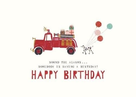 Fireman Party, Firefighter Birthday, Firetruck Birthday, Colored Envelopes, Red Envelope, Birthday Greeting, Diy Birthday Gifts, Typography Prints, Diy Birthday