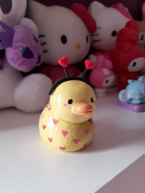 Duck Clay Sculpture, Duck Clay Art, Air Dry Clay Duck, Clay Duck, Das Clay, Clay Cute, Easy Clay Sculptures, Clay Box, Sculpture Art Clay