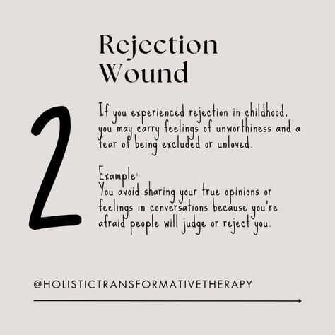 The struggles we face as adults often stem from childhood wounds we still carry with us - abandonment, rejection, betrayal, humiliation and injustice. These wounds affect how we interact with others and how we see ourselves. But healing is possible! 🌱 Remember, healing is not about fixing yourself, it’s about reconnecting with the part of you that has always deserved love and care. 💛 Which wound resonates with you? Drop a comment below, and let’s support each other in our healing journeys... Trust Wound Healing, Neglect Wound Healing, Rejection Wound Healing, Abandonment Wound Healing, Parts Therapy, Fixing Yourself, Childhood Wounds, Support Each Other, Wound Healing