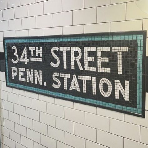 Installed in a Subway tile wall. NYC Subway Mosaic Tile. Penn Station mosaic install. #mosaicwall #mosaicwallart #mosaicsofinstagram #commissionart #monasmosaic #statementart #mosaicworkshop #mosaicartwork #mosaicartist #mozaics #mosaicdesigns #handmadeart Subway Tile Wall, Subway Mosaic, Penn Station, Tile Mosaic, Mosaic Artwork, Nyc Subway, Tile Wall, Statement Art, Mosaic Wall Art