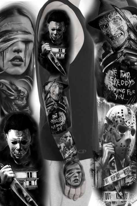 tattoo horror Unique Horror Tattoos, Horror Tattoos, Men's Small Tattoo, Rib Tattoo, Chest Tattoo, Neck Tattoo, Shoulder Tattoo, Ear Tattoo, Arm Tattoo