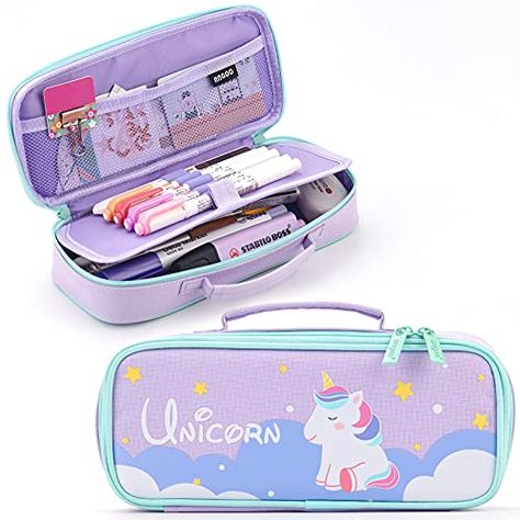 Amazon.com: ANGOOBABY Cute Pencil Case Unicorn Pencil Pouch Medium Capacity Portable Multifunction Pen Bag with Compartments for Girls Kids Teen -Purple : Clothing, Shoes & Jewelry Bag With Compartments, Unicorn Pencil, Unicorn Pencil Case, Anklets Indian, Cute Pencil Case, Cute Pencil, Kids Face Paint, Travel Supplies, Pen Bag