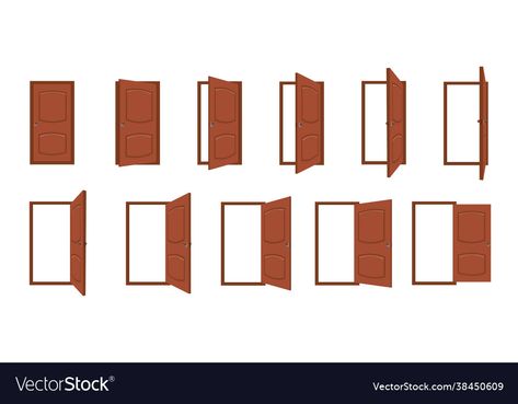 Open Door Vector Illustrations, Gacha Door Prop, Door Drawing Simple, Closed Living Room, Open Door Drawing, Wood Doorway, Door Animation, Open Book Drawing, Living Room Doors