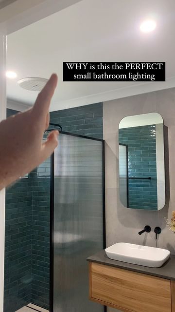 On the Ball Bathrooms on Instagram: "Bathroom lighting can be one of the most important aspects of your bathroom design with smaller bathrooms being the most difficult of these spaces.

The best way I could break it down is if your room is a rectangle or square with no alcoves 2 downlights is perfect spaced out in the room like the reel example.

If the room is longer than 2.5m than you need to start considering other options. 

Ideally if you install face lighting it can make a difference but I would stick to the 2m two downlight rule.

Check out @delavale.electricalperth for some great lighting tips and workman ship.

If you are looking to find out what the most important lighting in a bathroom is comment ‘light’" Small Bathroom Lighting, Face Lighting, Instagram Bathroom, Lighting Tips, Face Light, Make A Difference, Small Bathroom, Bathroom Lighting, Bathroom Design