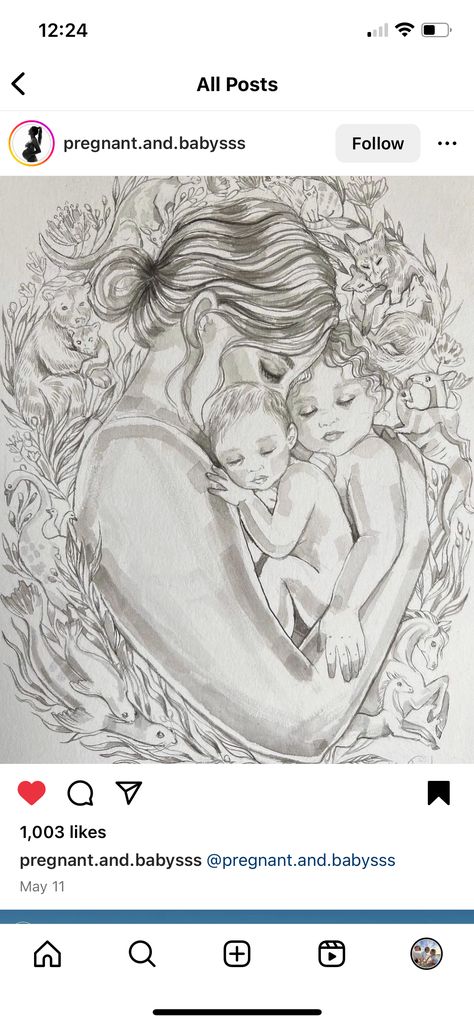 Mom With Twins Drawing, Mom Of Multiples Tattoo, Twins Mom Tattoo, Twin Mom Art, Mom And Daughters Tattoo, Motherhood Tattoos Unique, Motherhood Drawing, Motherhood Tattoo, Mutterschaft Tattoos