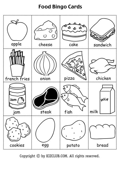 Food bingo (2) In On Under, Food Bingo, House Worksheet, Ingles Kids, Healthy And Unhealthy Food, Food Vocabulary, English Exercises, English Worksheets For Kids, Kids English