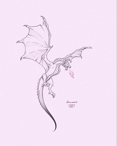 Dragon Tattoo Unique, Dragons Tattoo For Women, Wyvern Tattoo For Women, Simple Fantasy Tattoo, Tiny Dragon Drawing, Fine Line Tattoo Dragon, Dragon Tattoo Female, Dragon Line Art Tattoo, Dragon Tattoo Sketch Simple