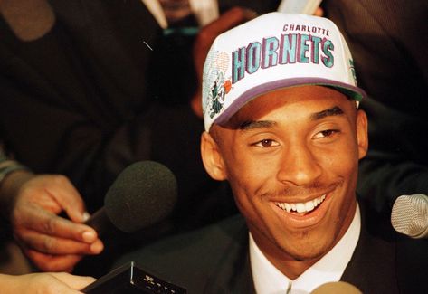 Kobe Bryant, of Lower Merion High, is interviewed after being picked first — 13th overall — by the Charlotte Hornets in 1996. Kobe Bryant Interview, Bryant Lakers, Lakers Kobe Bryant, Kobe Bryant Wallpaper, Lakers Kobe, Basketball Legends, Charlotte Hornets, Black Mamba, See Images