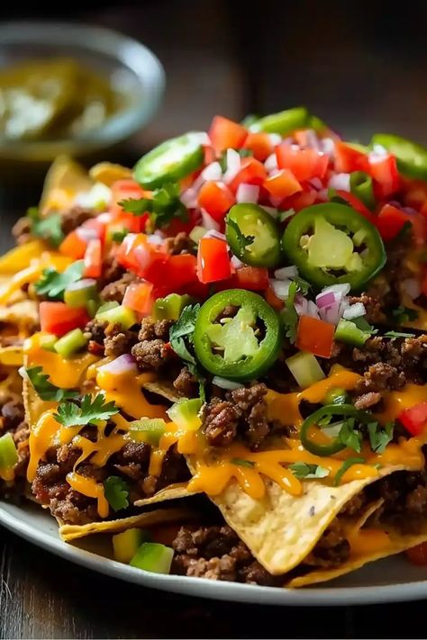 Taco Pics, Nachos Appetizer, Beef Nachos Supreme, Nachos Supreme Recipe, Nacho Appetizer, The Best Nachos, Best Nachos, Nachos Recipe Beef, Beef Nachos