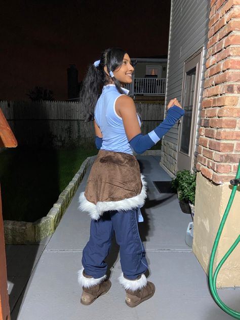 Kora Costume, Diy Ninja Women Costume, Korra Avatar Costume, Korra Halloween Costume, Korra Cosplay Diy, Avatar Korra Cosplay, Indian Cosplay, Korra Costume Diy, Korra Inspired Outfits