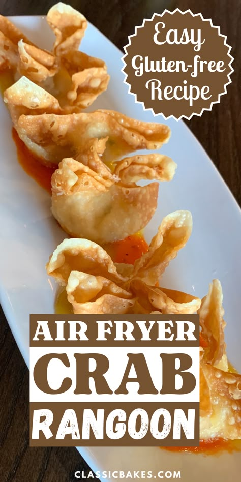 Gf Crab Rangoon, Crab Rangoon Rice Paper, Rice Paper Crab Rangoon, Sweet Crab Rangoon Recipe, Chinese Red Sauce, Crab Rangoon Air Fryer, Gluten Free Crab Rangoon, Light Appetizers Before Dinner, Air Fryer Crab Rangoon