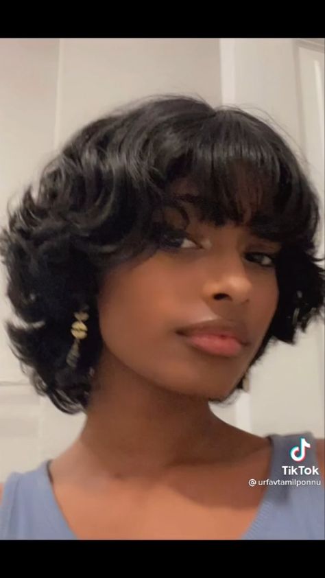 Wig Short Bob, Cute Bangs Short Hair, Short Hair Black Women Outfits, Cute Bobs For Black Women Natural, Braids Short Hairstyles For Black Women, Short Hairstyles With Bangs Black Women, Short Natural Haircut For Black Women, Short Hair Black Women Straight, Short Blue Hair Black Women