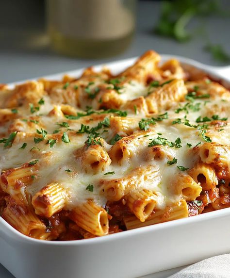 The Best Easy Chicken Pasta Bake Recipe - emiliarecipes.com Baked Chicken Pasta, Easy Chicken Pasta Bake, Baked Chicken Pasta Recipes, Cheesy Chicken Pasta, Pasta Bake Easy, Pasta Bake Recipe, Chicken With Italian Seasoning, Baked Ziti Recipe, Easy Pasta Dinner