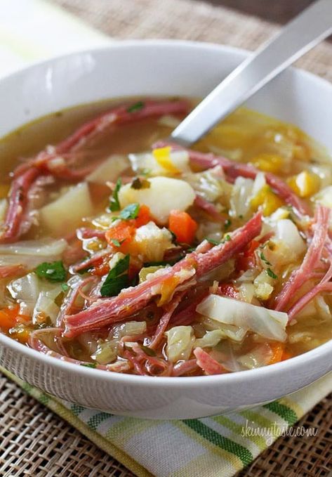 Corned Beef and Cabbage Soup International Soups, Corned Beef And Cabbage Soup, Beef And Cabbage Soup, Corn Beef And Cabbage Soup, Groceries Budget, Corn Beef, Corned Beef And Cabbage, Corned Beef Brisket, Beef And Cabbage