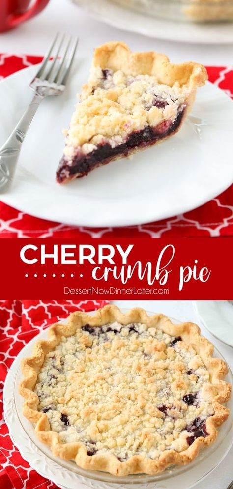 Cherry Pie Without Top Crust, Cherry Pie Topping, Crumb Topping For Cherry Pie, Cherry Pie From Frozen Cherries, Cherry Pie With Fresh Cherries, Easy Cherry Pie From Can, Cherry Pie Crumb Topping, Cherry Pie With Canned Filling, Frozen Cherry Pie