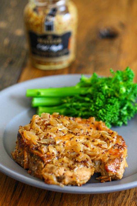 Crock Pot Maple Dijon Pork Chops Dijonnaise Recipe, Dijon Pork Chops, Maple Pork, Maple Mustard, Honey Dijon, Filling Dinner, Crockpot Pork, Pork Recipe, Chops Recipe