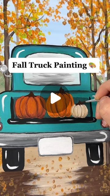 Emily Seilhamer on Instagram: "[clip] How to paint a fall pickup truck! Full tutorial out now 🎨 #easypainting #acrylicpainting #beginner #pumpkins #pickuptruck" Fall Truck Painting, Truck Painting, Truck Paint, Painting Tips, Pickup Truck, Art Tips, How To Paint, Easy Paintings, Painting Tutorial