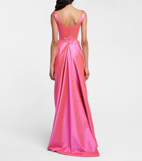 Camille Satin Gown in Pink - Vivienne Westwood | Mytheresa Prada Gown, Vivienne Westwood Bridal, Vivienne Westwood Shop, Corset Gown, Long Gown Dress, Floor Length Gown, Bustier Dress, Satin Gown, Long Gown