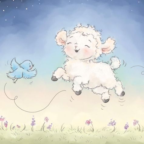 Lamb Illustration, Cute Animal Illustration, Childrens Books Illustrations, Photoshop Art, Animal Books, Digital Watercolor, Childrens Illustrations, Illustration Artists, Children's Book Illustration